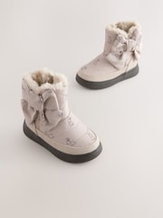 Neutral Bunny Water Repellent Quilted Bow Boots - Image 1 of 6