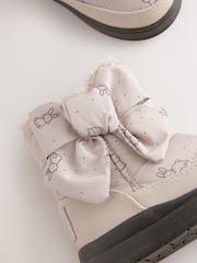Neutral Bunny Water Repellent Quilted Bow Boots - Image 4 of 6