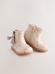 Neutral Floral Standard Fit (F) Chelsea Zip Tassel Ankle Boots - Image 1 of 5