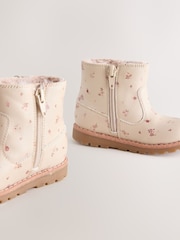 Neutral Floral Standard Fit (F) Chelsea Zip Tassel Ankle Boots - Image 4 of 5