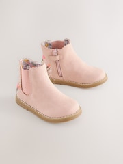 Pink Embroidered Standard Fit (F) Chelsea Ankle Boots - Image 1 of 5