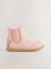 Pink Embroidered Standard Fit (F) Chelsea Ankle Boots - Image 2 of 5