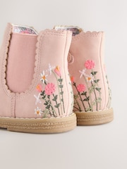 Pink Embroidered Standard Fit (F) Chelsea Ankle Boots - Image 4 of 5