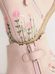 Pink Embroidered Standard Fit (F) Chelsea Ankle Boots - Image 5 of 5