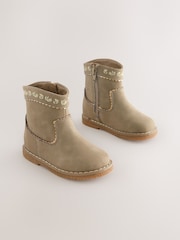 Olive Green Standard Fit (F) Western Ankle Boots - Image 1 of 5