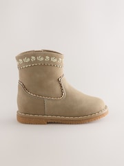 Olive Green Standard Fit (F) Western Ankle Boots - Image 2 of 5