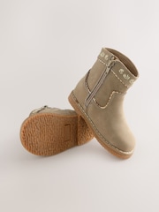 Olive Green Standard Fit (F) Western Ankle Boots - Image 3 of 5