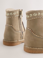 Olive Green Standard Fit (F) Western Ankle Boots - Image 5 of 5