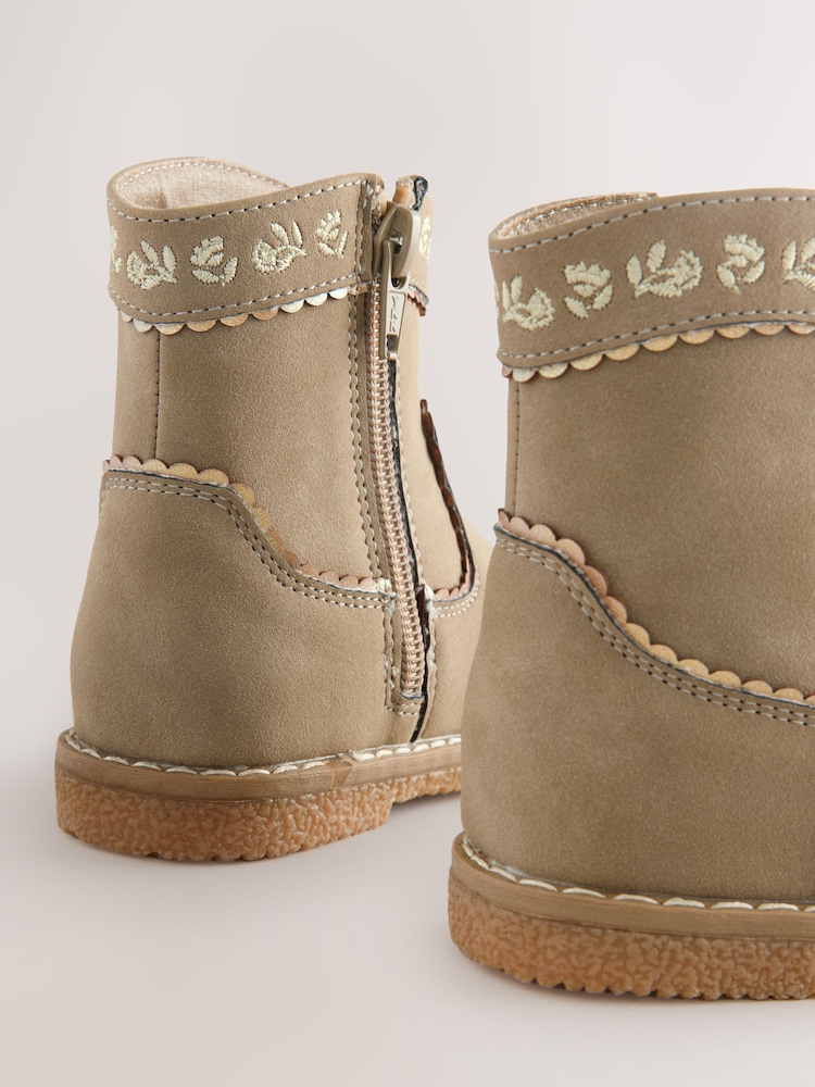 Olive Green Standard Fit (F) Western Ankle Boots - Image 5 of 5