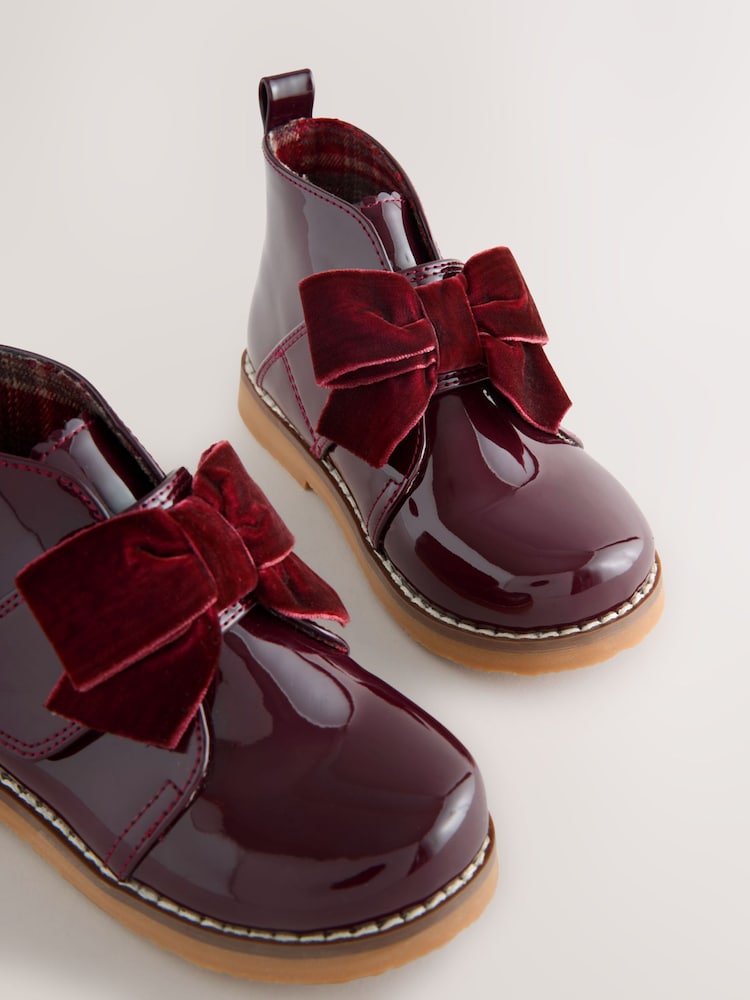 Buy Burgundy Red Patent Bow Detail Ankle Boots from Next USA Buy Burgundy Red Patent Bow Detail Ankle Boots from Next USA