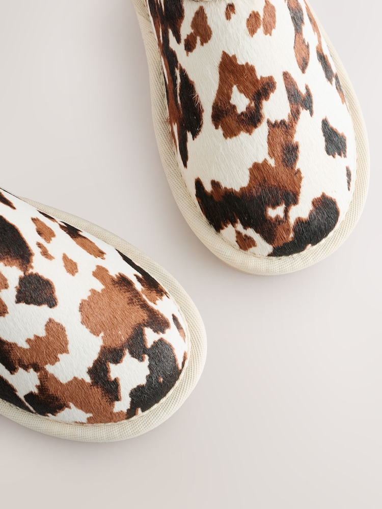 Brown/Cream Cow Print Standard Fit (F) Print Suede Pull On Boots - Image 4 of 5
