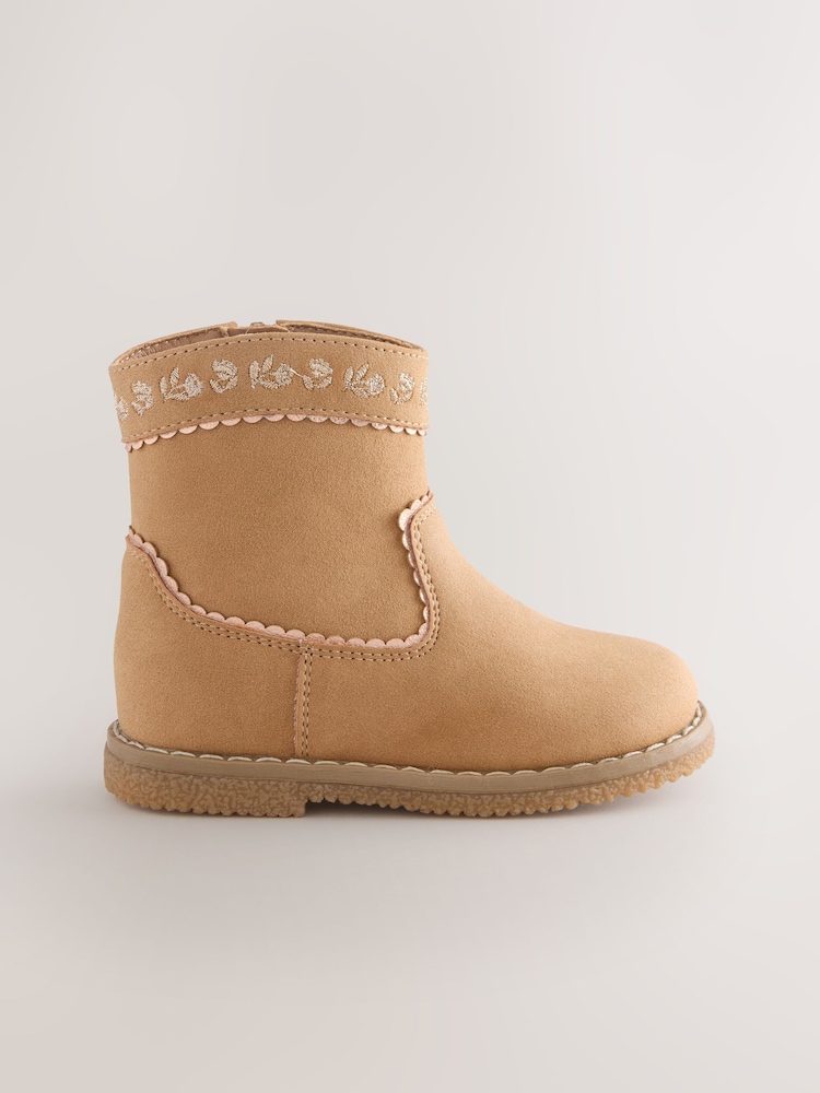Tan Brown Standard Fit (F) Western Ankle Boots - Image 2 of 5