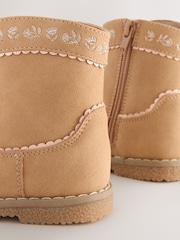 Tan Brown Standard Fit (F) Western Ankle Boots - Image 3 of 5