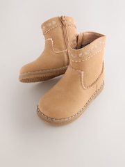 Tan Brown Standard Fit (F) Western Ankle Boots - Image 4 of 5