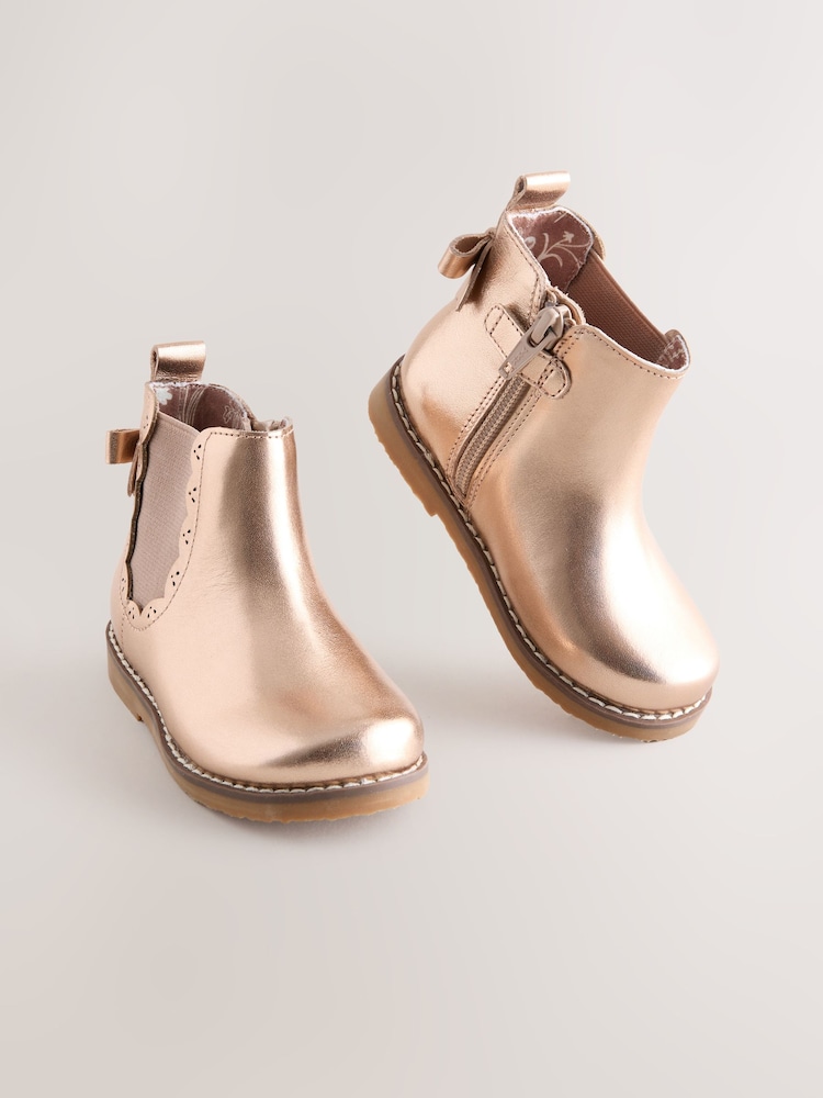 Rose Gold Standard Fit (F) Chelsea Ankle Boots - Image 1 of 5 Rose Gold Standard Fit (F) Chelsea Ankle Boots - Image 1 of 5