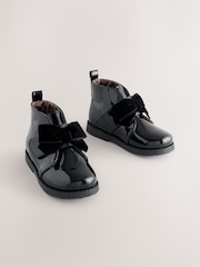 Black Patent Bow Detail Ankle Boots - Image 1 of 5