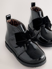 Black Patent Bow Detail Ankle Boots - Image 2 of 5