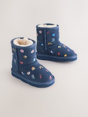 Navy Blue Water Repellent Tall Suede Pull On Boots - Image 1 of 6