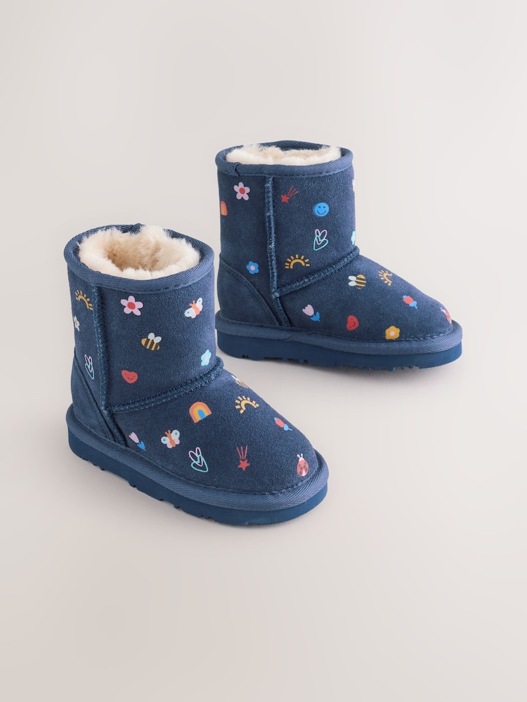 Navy Blue Water Repellent Tall Suede Pull On Boots - Image 1 of 6