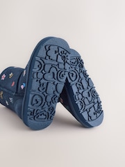 Navy Blue Water Repellent Tall Suede Pull On Boots - Image 4 of 6