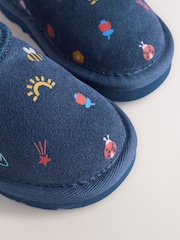 Navy Blue Water Repellent Tall Suede Pull On Boots - Image 5 of 6
