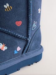 Navy Blue Water Repellent Tall Suede Pull On Boots - Image 6 of 6