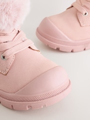 Pink Lace Up Faux Fur Lined Boots - Image 5 of 6