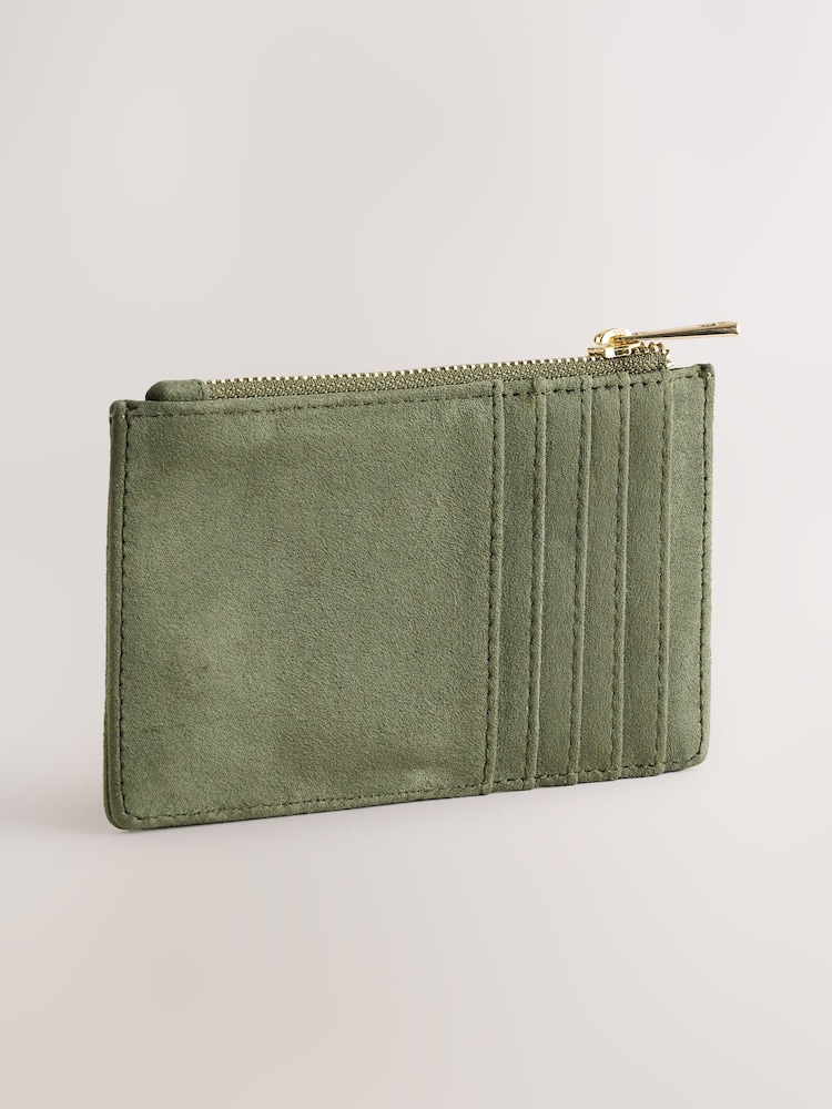 Khaki Green Zip Card Holder - Image 1 of 5