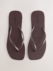 Chocolate Brown Square Toe Flip Flops - Image 1 of 7