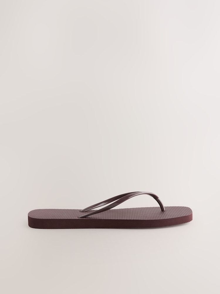 Chocolate Brown Square Toe Flip Flops - Image 4 of 7