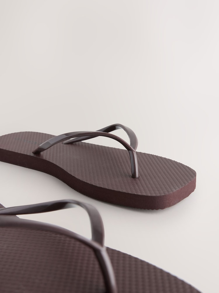 Chocolate Brown Square Toe Flip Flops - Image 5 of 7