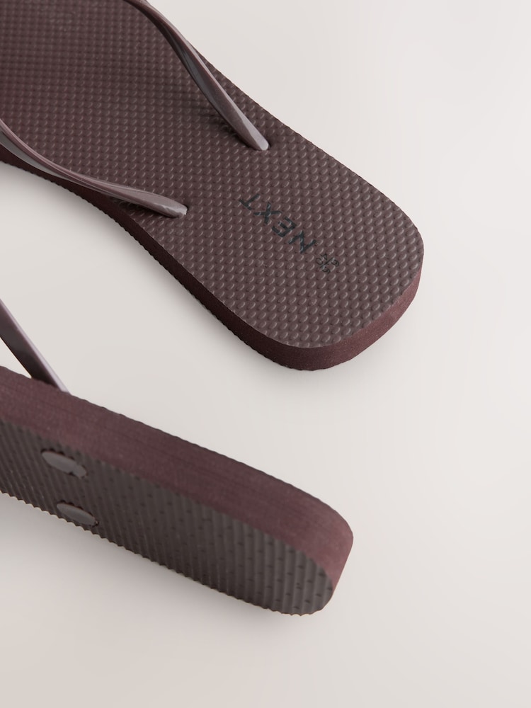 Chocolate Brown Square Toe Flip Flops - Image 6 of 7