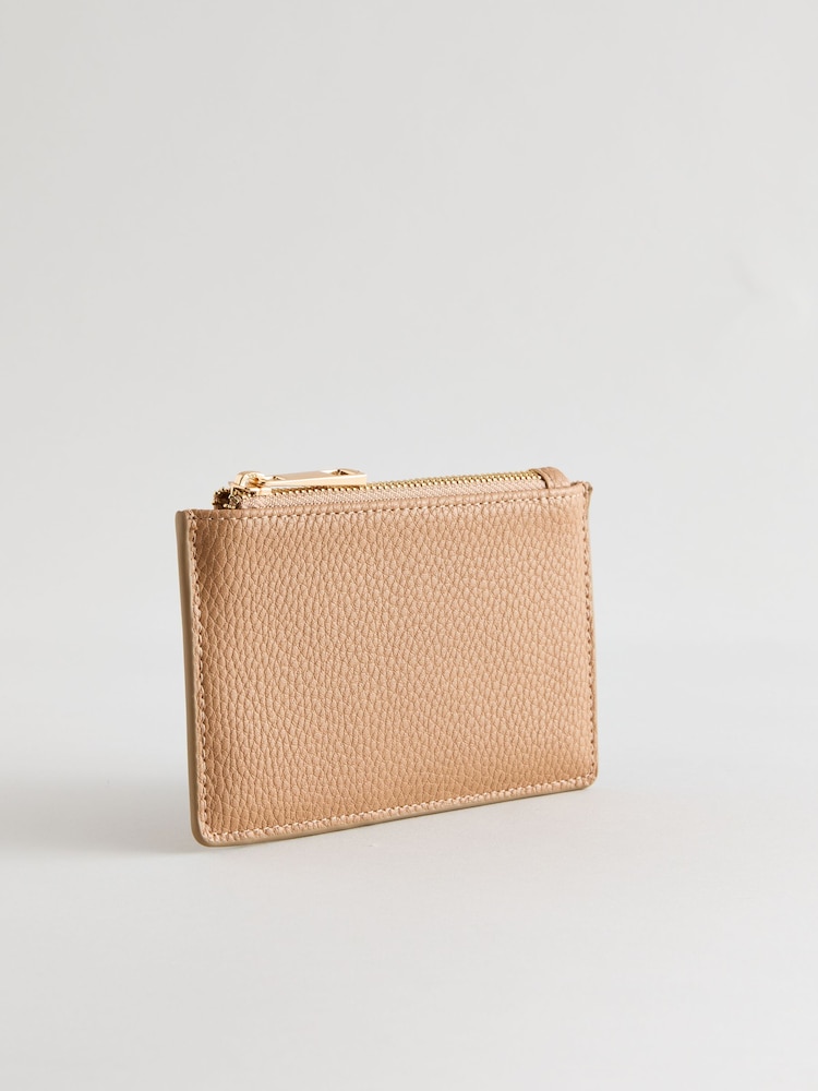 Tan Brown Zip Card Holder - Image 1 of 4
