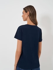 Crew Clothing Company Blue Perfect V-Neck Slub 100% Cotton T-Shirt - Image 2 of 5