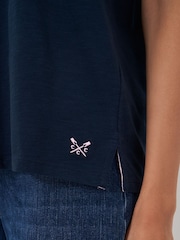 Crew Clothing Company Blue Perfect V-Neck Slub 100% Cotton T-Shirt - Image 4 of 5