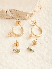 Gold Plated Sterling Silver Sparkle Earrings 2 Pack - Image 5 of 5