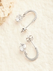 Sterling Silver Cubic Zirconia Hoop Drop Earrings - Image 3 of 3