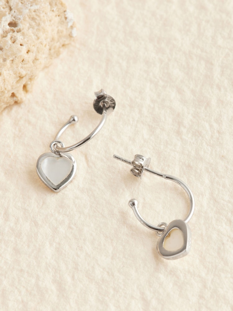 Sterling Silver Mother Of Pearl Hoop Earrings - Image 3 of 3