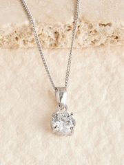 Sterling Silver Cubic Zirconia Pendant Necklace - Image 2 of 3