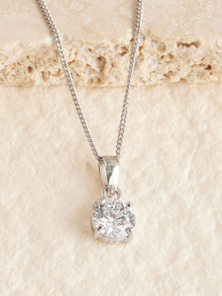 Sterling Silver Cubic Zirconia Pendant Necklace - Image 2 of 3
