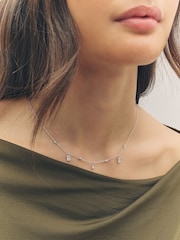 Sterling Silver Cubic Zirconia Drop Delicate Necklace - Image 1 of 5