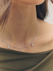 Sterling Silver Cubic Zirconia Drop Delicate Necklace - Image 2 of 5