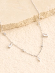 Sterling Silver Cubic Zirconia Drop Delicate Necklace - Image 3 of 5
