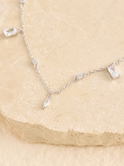 Sterling Silver Cubic Zirconia Drop Delicate Necklace - Image 5 of 5