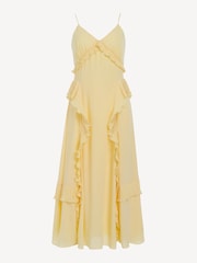 Sea New York Yellow Delilah Pleated Cupro Ruffled Slip Dress - Image 7 of 7