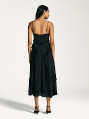 Sea New York Black Delilah Pleated Cupro Ruffled Slip Dress - Image 2 of 7