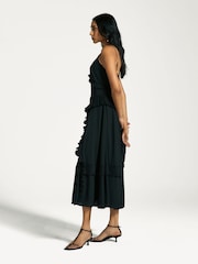 Sea New York Black Delilah Pleated Cupro Ruffled Slip Dress - Image 3 of 7