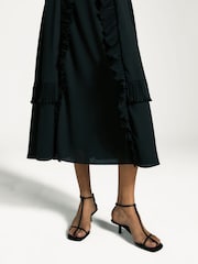 Sea New York Black Delilah Pleated Cupro Ruffled Slip Dress - Image 6 of 7