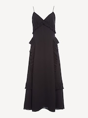 Sea New York Black Delilah Pleated Cupro Ruffled Slip Dress - Image 7 of 7