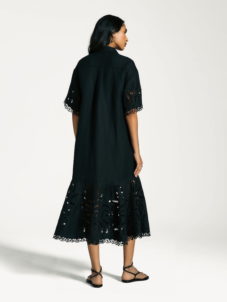 Sea New York Black Marja Embroidery Shirt Dress - Image 2 of 7